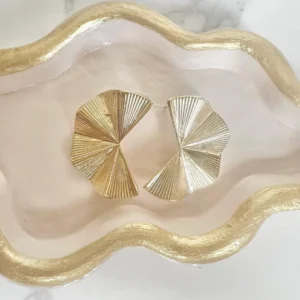 Aretes Pacman arrugados dorados