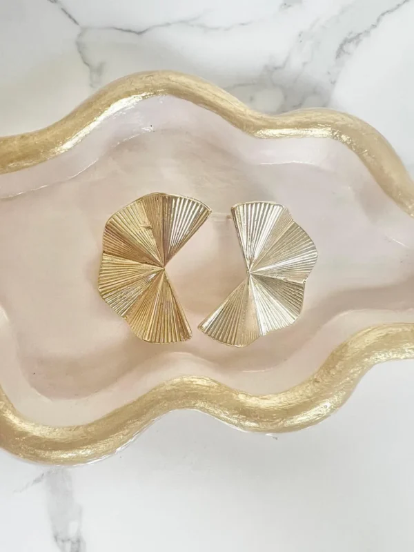 Aretes Pacman arrugados dorados