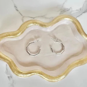Aretes hexagonal plateados
