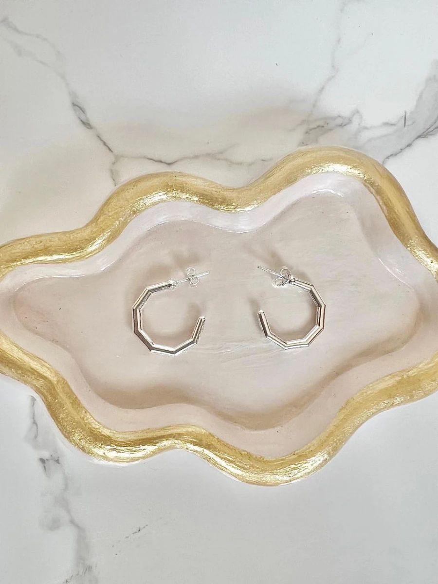 Aretes hexagonal plateados