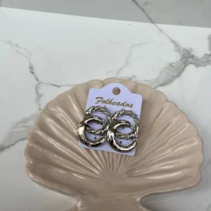 Argollas doble lisas y amarre plateada