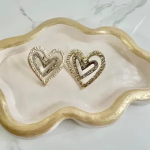 Corazón doble sin relleno dorado