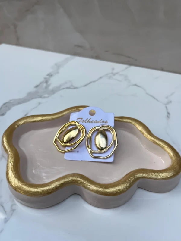 Doble argolla con botón dorado