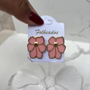 Flor rosa bebe con dorado