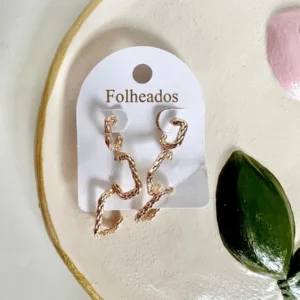 Trio aretes rectángulo con trenzas