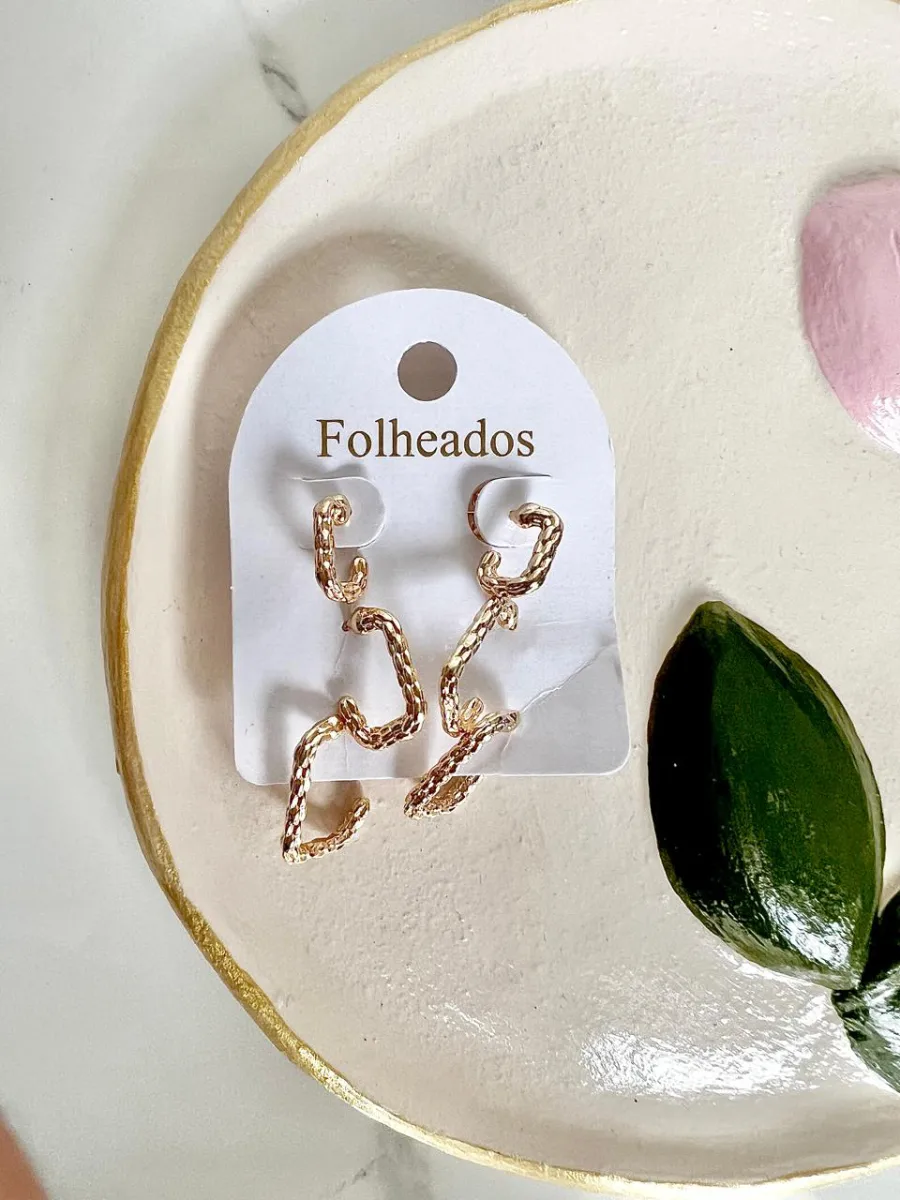 Trio aretes rectángulo con trenzas