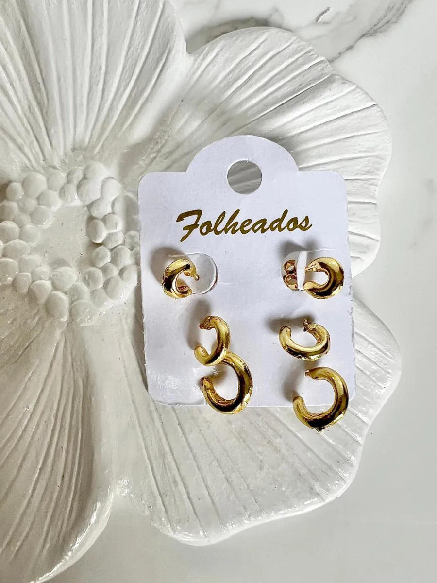 Trio argollitas doradas