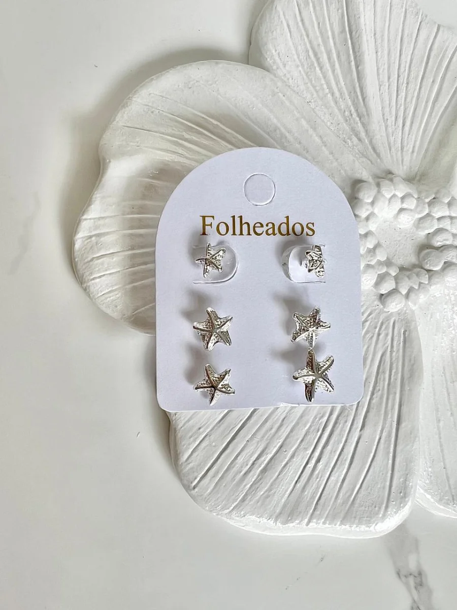 Trio estrellitas pequeñas plateadas