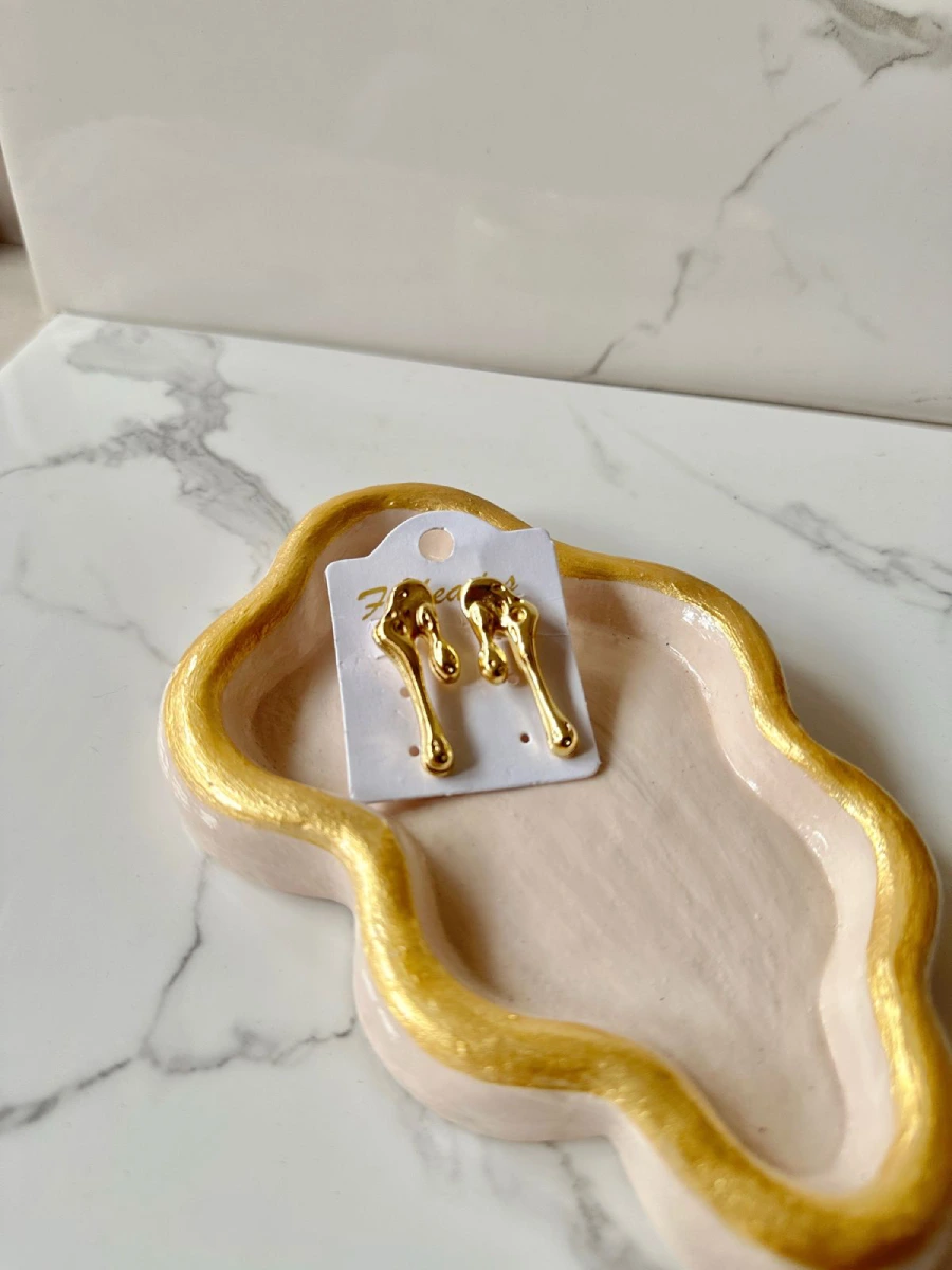 Aretes 2 gotas de lluvia dorados