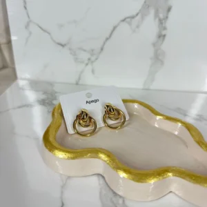 Argollas dobles trenzadas doradas