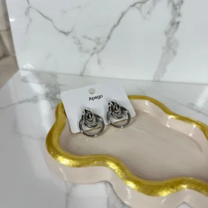 Argollas dobles trenzadas plateadas