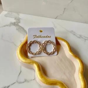 Argollas dobles trenzas doradas