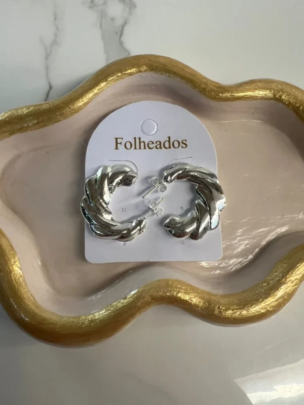 Argollas tipo dobles plateado