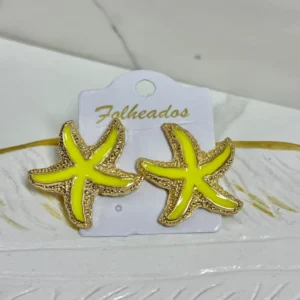Estrella de mar amarillo fosforescente con borde dorado