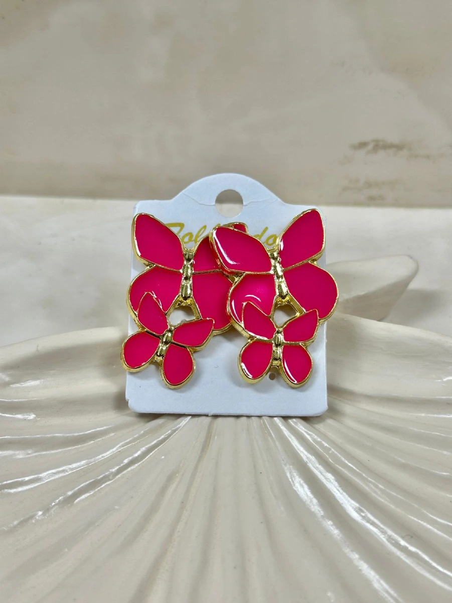 Mariposa doble pequeña grande fucsia