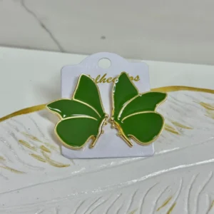 Mariposa verde petroleo con borde doraditos