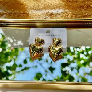 Corazón doble pequeño y grande dorado